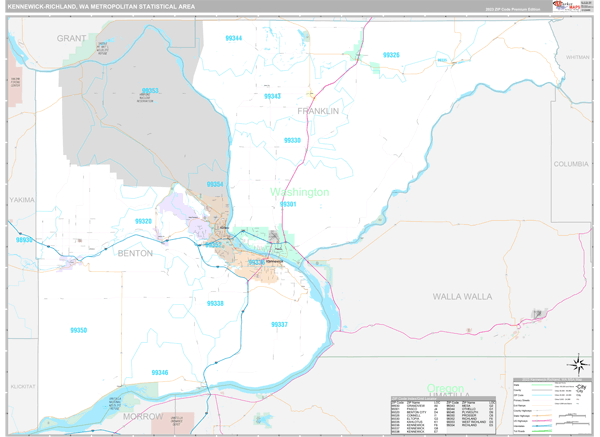 Kennewick-Richland, WA Metro Area Wall Map